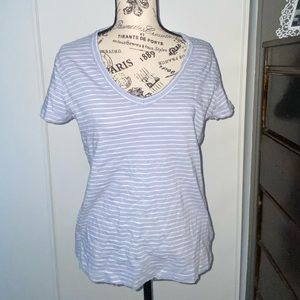 Simple White & Light Purple Striped Tee!